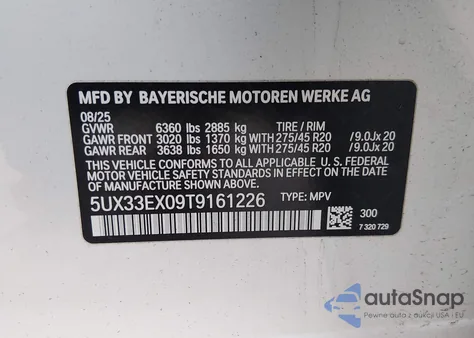 2026 BMW X6 xDrive40I z USA, uszkodzony, nr VIN 5UX33EX09T9161226